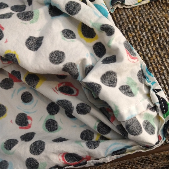 Vintage 60s 70s Ungaro Rainbow and Black Polka Dot Short Sleeve Bubble Blouse.. - Picture 6 of 9